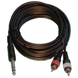 Audio 2000s ADC210H 5'x4/8mm Two RCA Male to One 1/4" Male Stereo Audio Cable