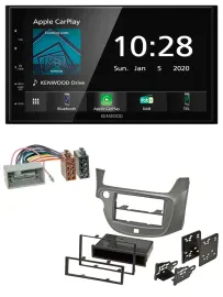 Kenwood Bluetooth MP3 DAB USB 2DIN Autoradio für Honda Jazz ab 09 silber
