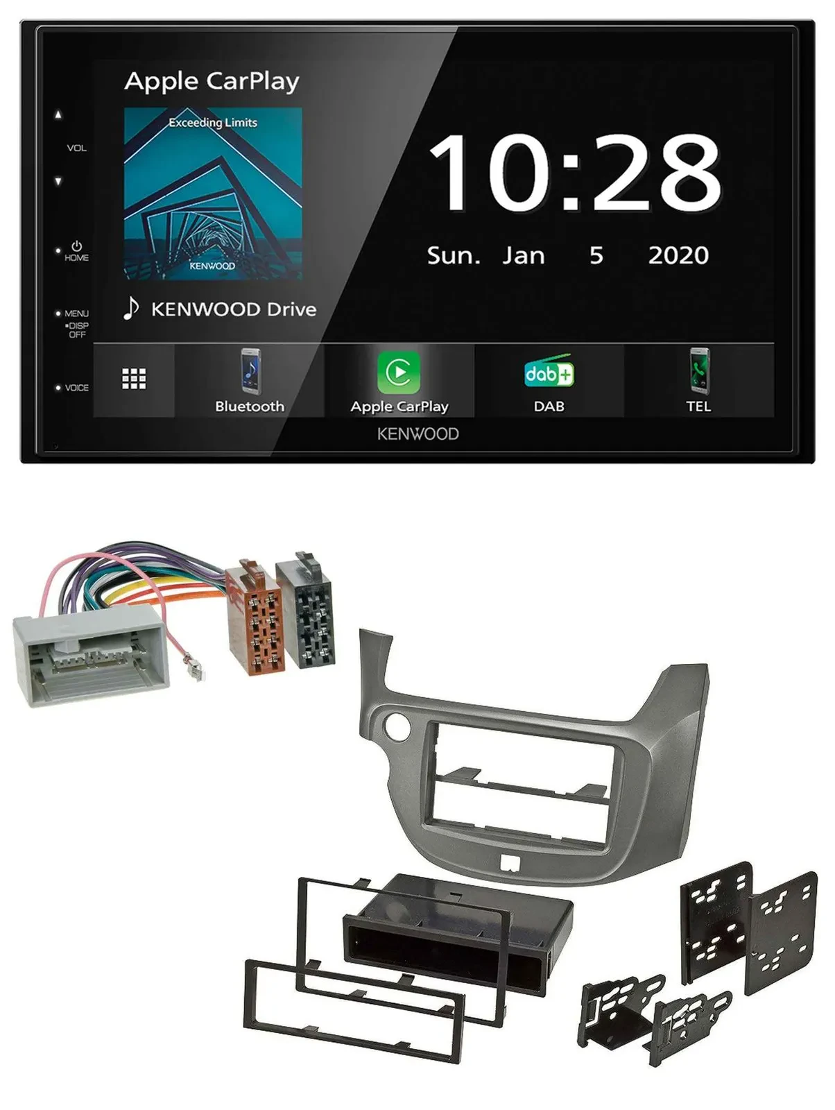 Kenwood Bluetooth MP3 DAB USB 2DIN Autoradio für Honda Jazz ab 09 silber