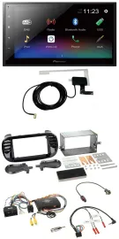 Pioneer DAB Lenkrad Bluetooth 2DIN USB Autoradio für Fiat 500 2014-2015 schwarz