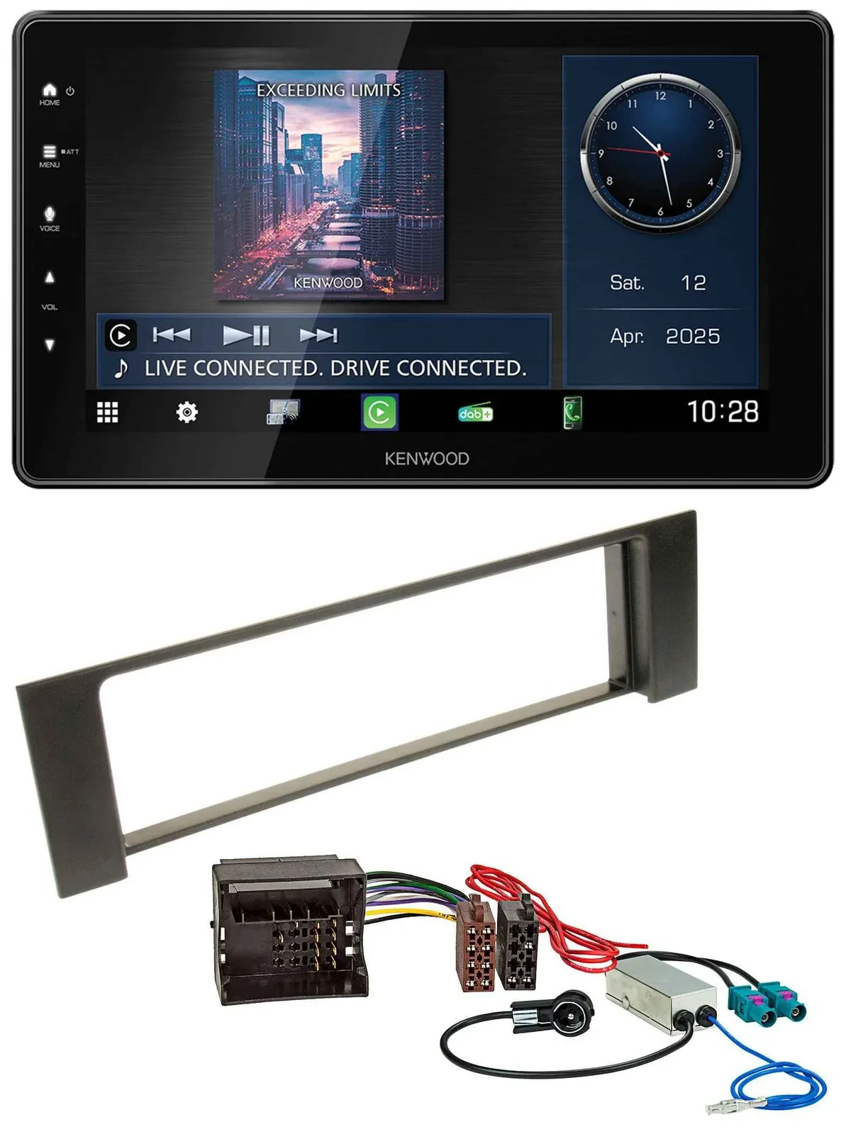 Kenwood MP3 Bluetooth USB DAB Autoradio für Audi A4 B6 00-04 Quadlock Doppel Fak