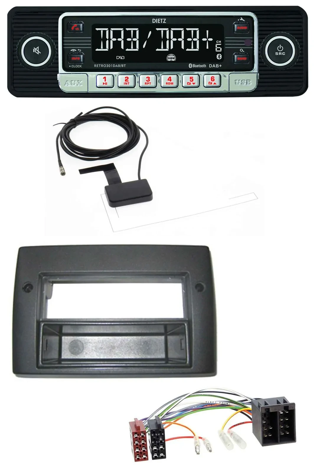 Dietz DAB Bluetooth USB MP3 Autoradio für Fiat Stilo 192 01-08 Profiversion Abla