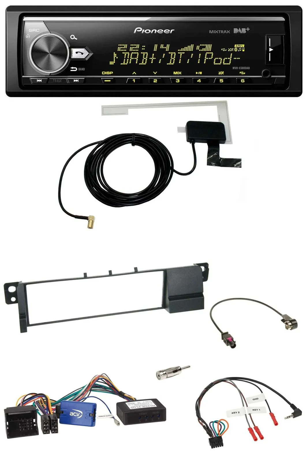 Pioneer Bluetooth DAB USB Lenkrad Autoradio für BMW 3er E46 01-07 schwarz