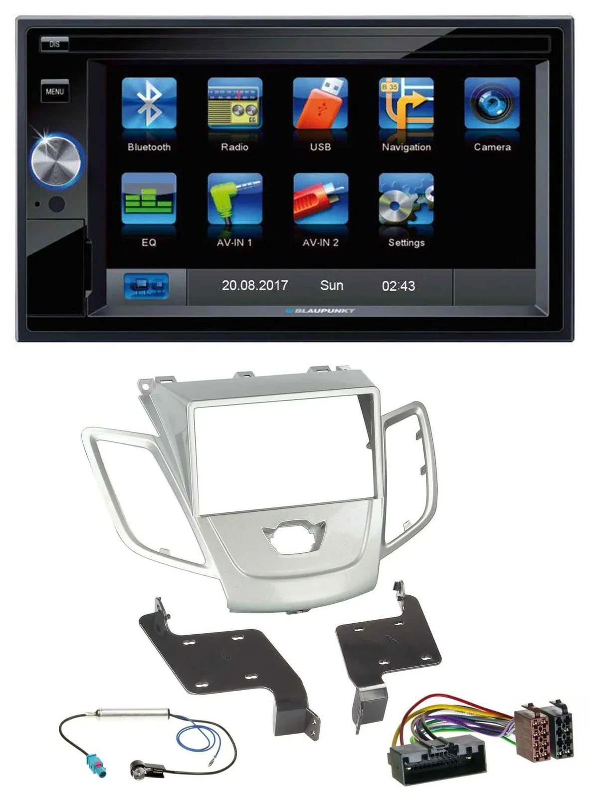 Blaupunkt SD Bluetooth 2DIN MP3 USB AUX Autoradio für Ford Fiesta 2010-2017 silb