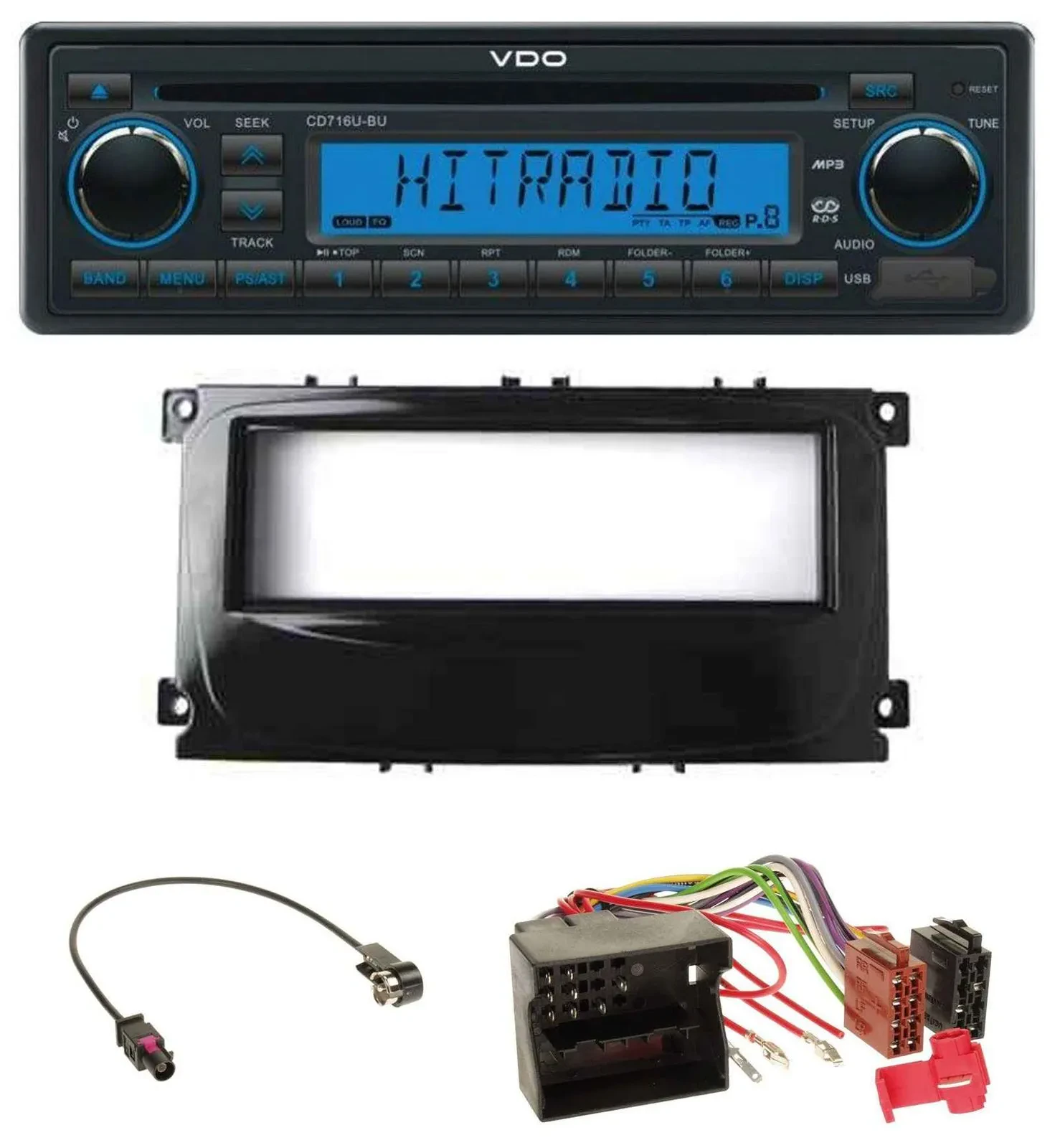 VDO AUX MP3 1DIN CD USB Autoradio für Ford C-Max Galaxy Focus ab 2007 glänzend s