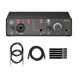 Yamaha Pro Audio UR12MK3 B Black Audio Interface with Cables Package