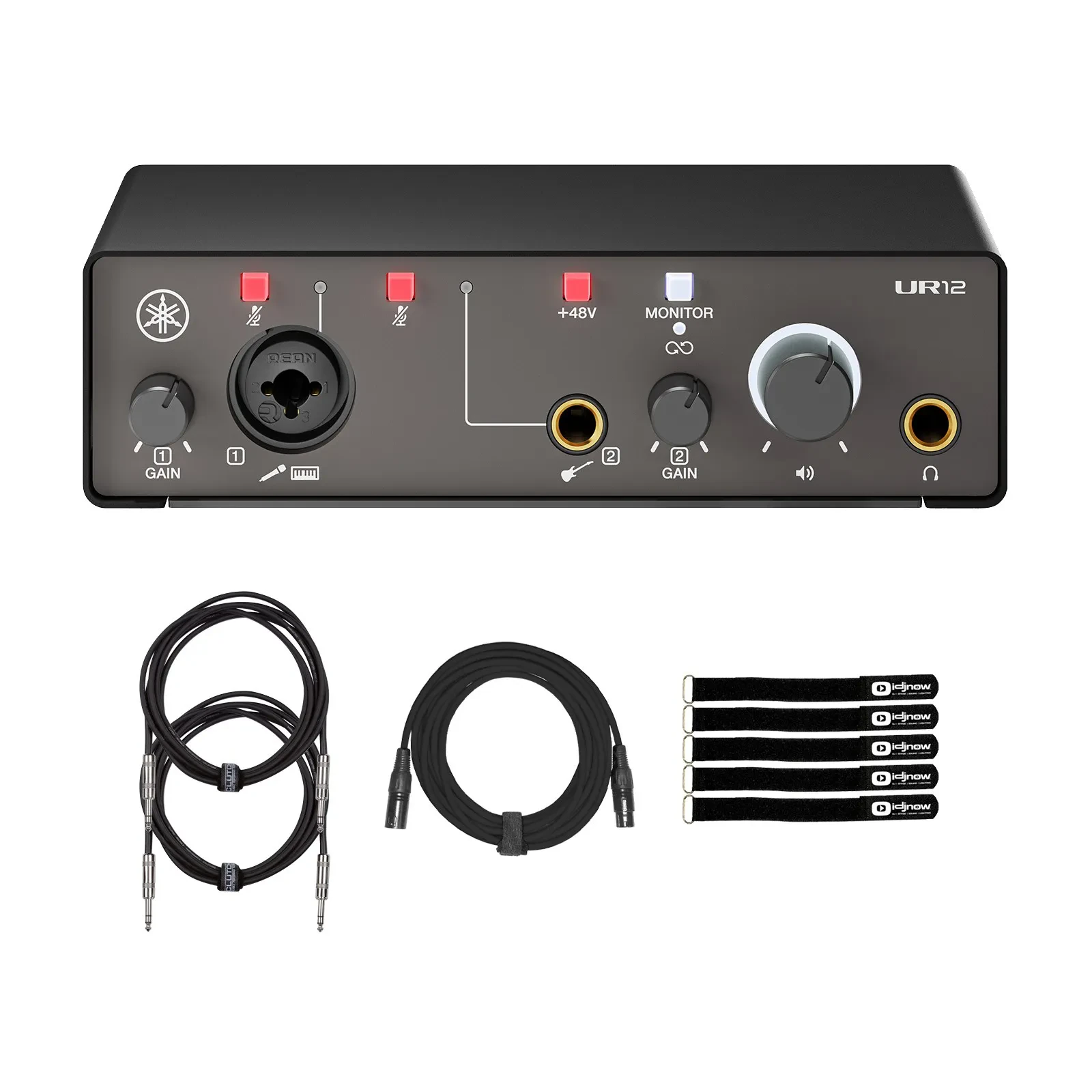 Yamaha Pro Audio UR12MK3 B Black Audio Interface with Cables Package
