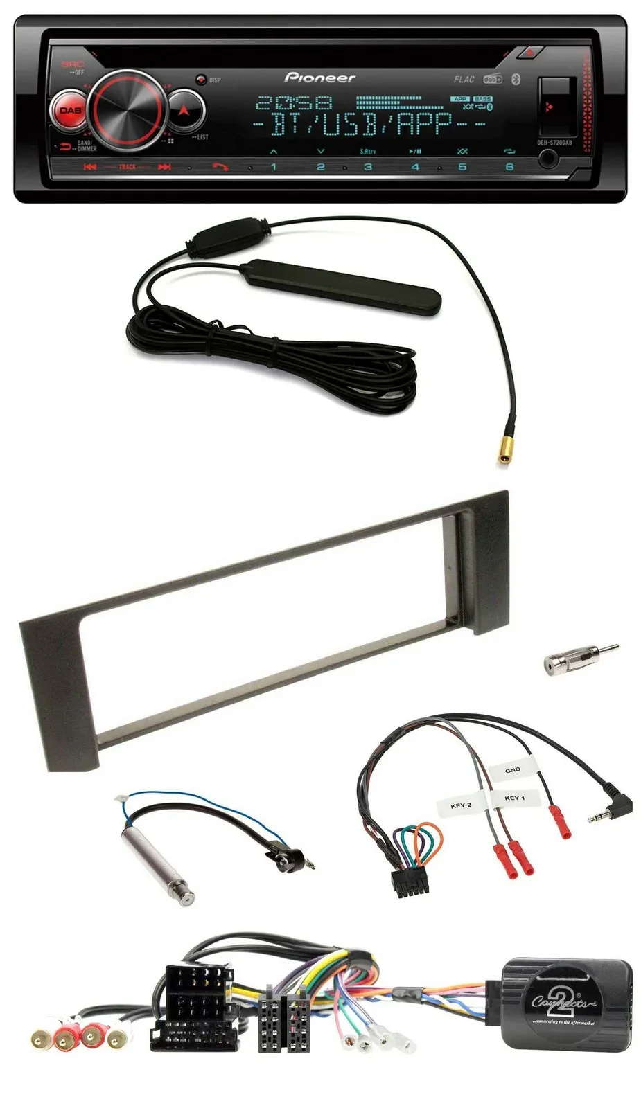 Автомагнитола Pioneer USB DAB Bluetooth CD для Audi A4 (2000–2009), совместимая с кнопками на руле, ISO Fakra