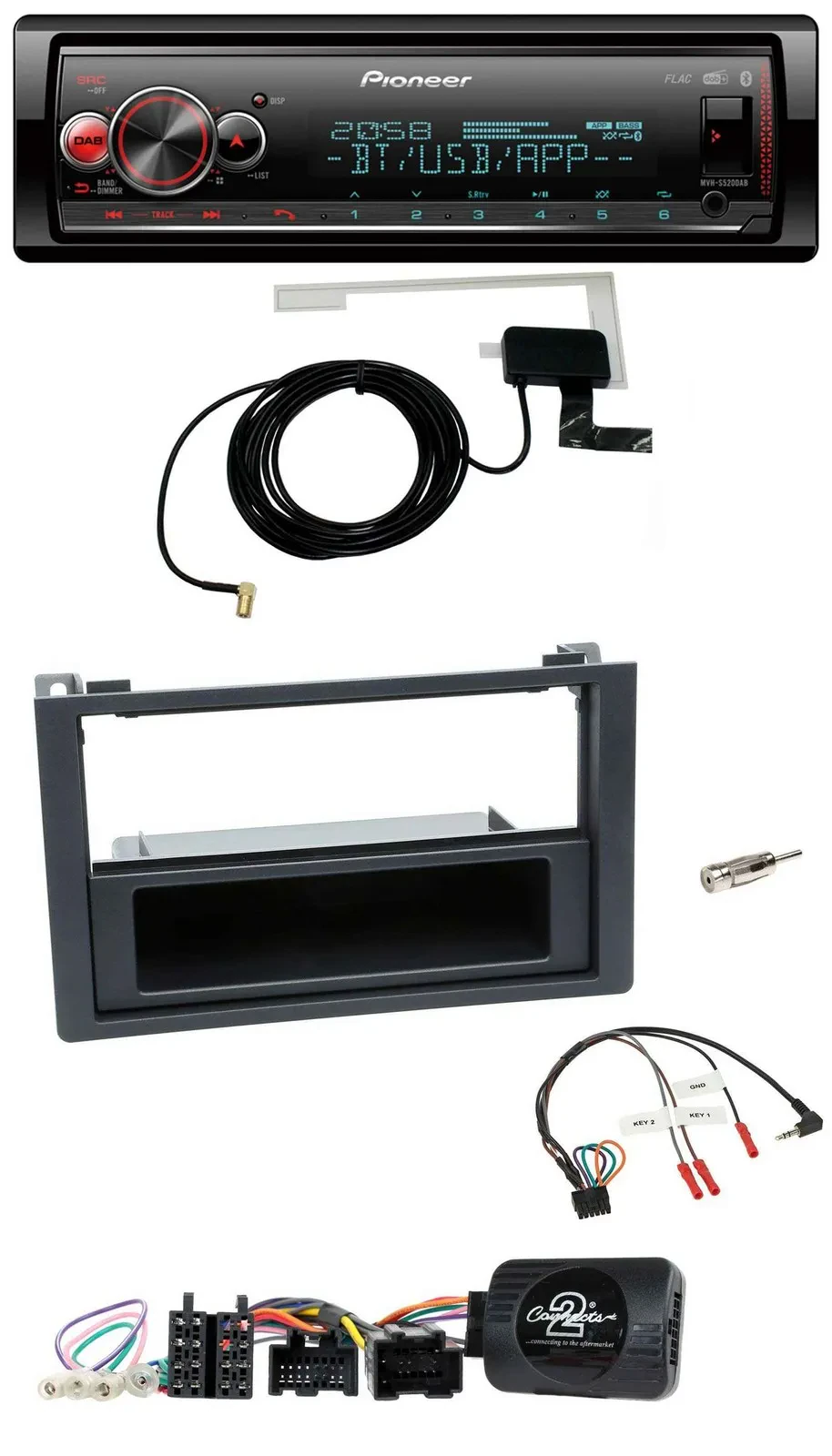 Автомагнитола для Saab 9-3 Pioneer Bluetooth, DAB, USB, поддержка управления на руле (с 2008)