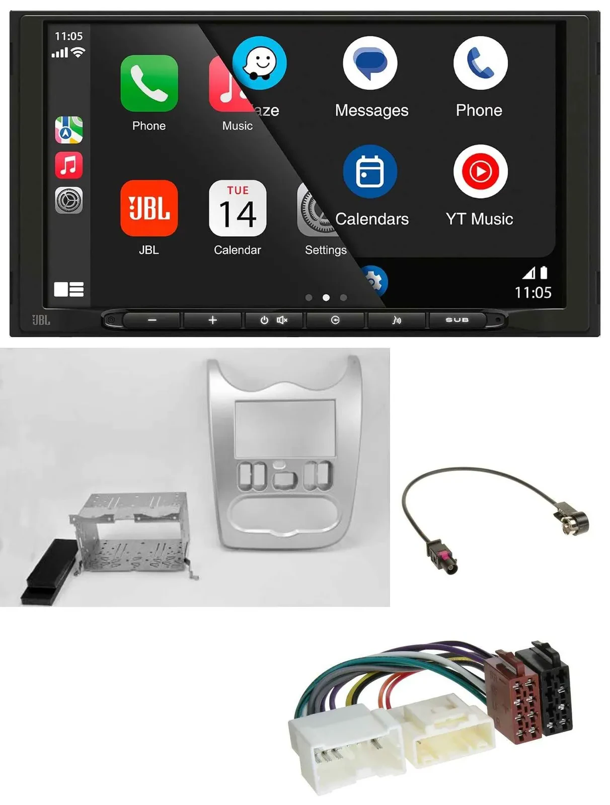 JBL USB 2DIN MP3 Bluetooth AUX Autoradio für Dacia Sandero Logan Duster ab 11 he