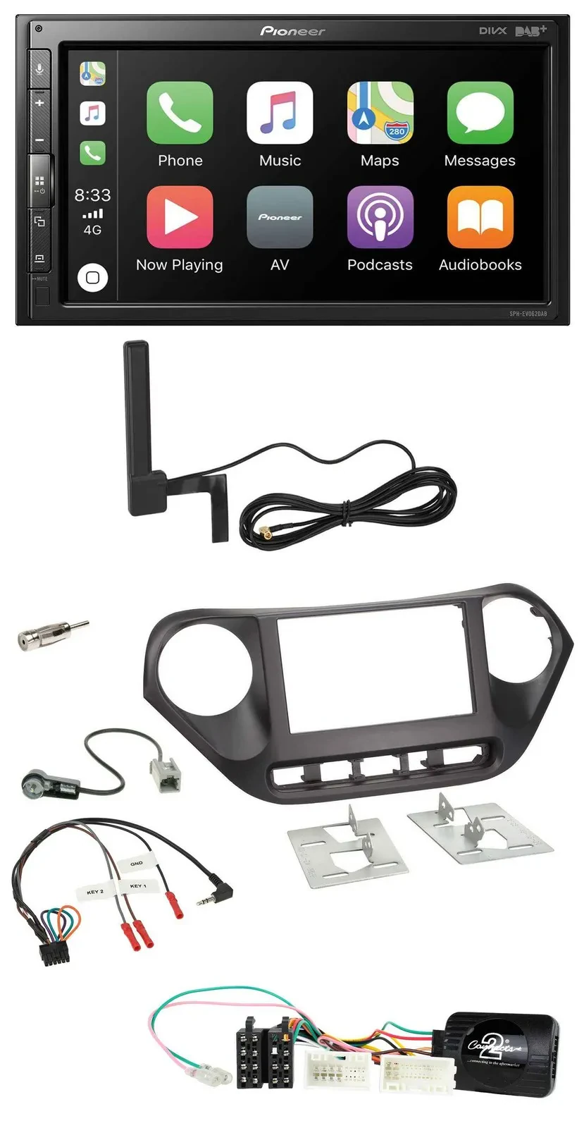 Pioneer USB 2DIN Bluetooth DAB Lenkrad Autoradio für Hyundai i10 ab 2014