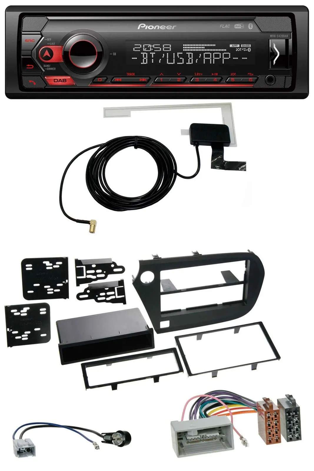 Pioneer DAB USB MP3 Bluetooth Autoradio für Honda Insight (ZE2, 2009-2013)