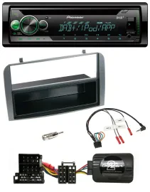 Автомагнитола для Alfa Romeo 147/GT Pioneer CD USB MP3 DAB, антрацит, совместима с управлением на руле, с нишей
