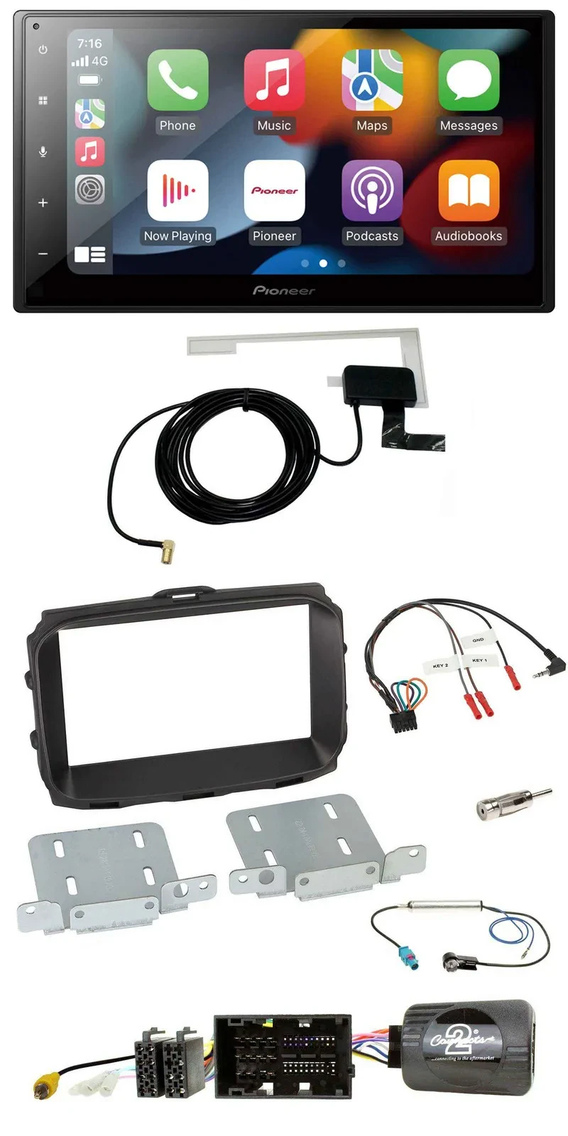 Автомагнитола для Alfa Romeo Giulietta (2013–2021) Pioneer 2DIN, USB, Bluetooth, DAB