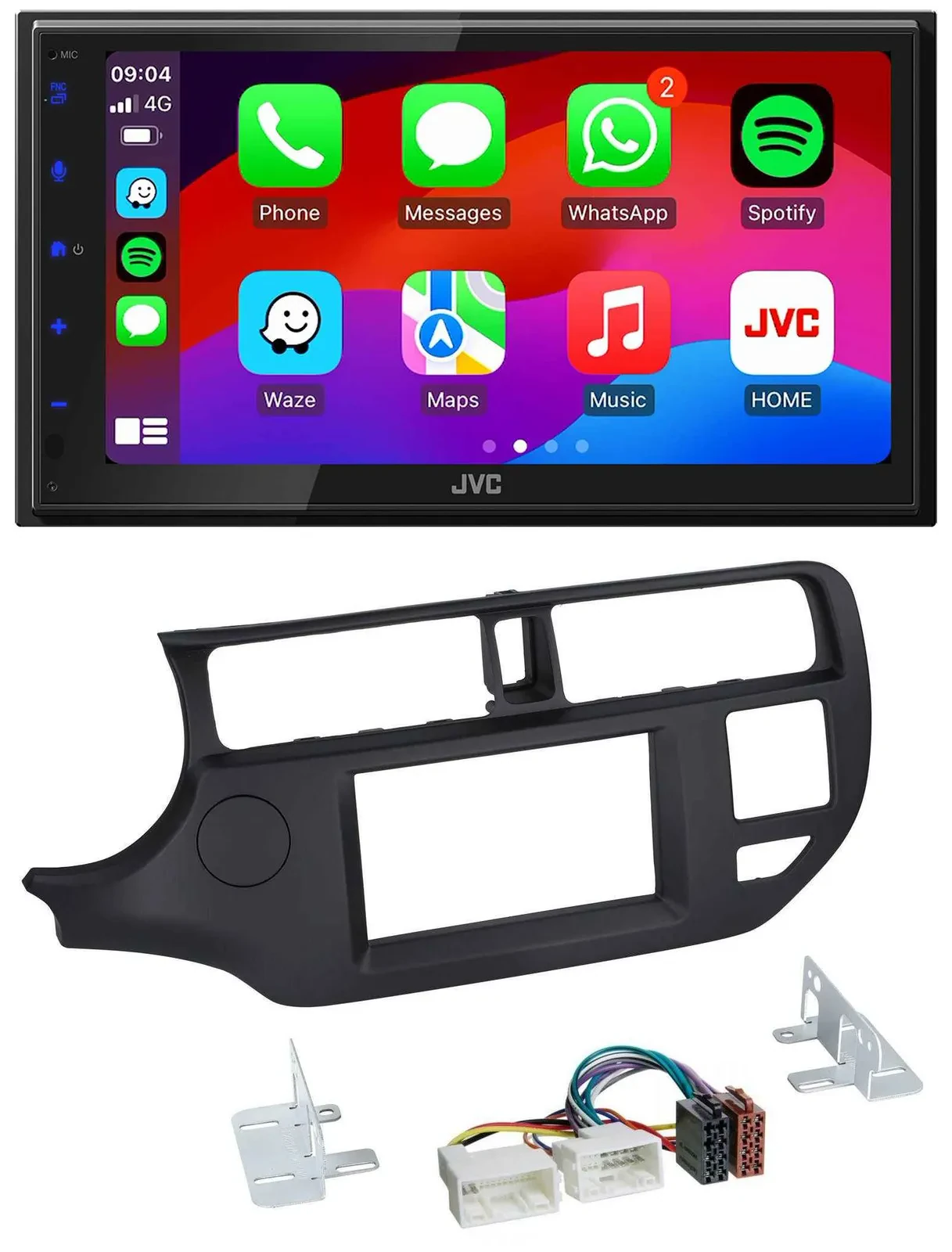 JVC Bluetooth USB MP3 2DIN DAB Autoradio für Kia Rio 11-14 UB schwarz