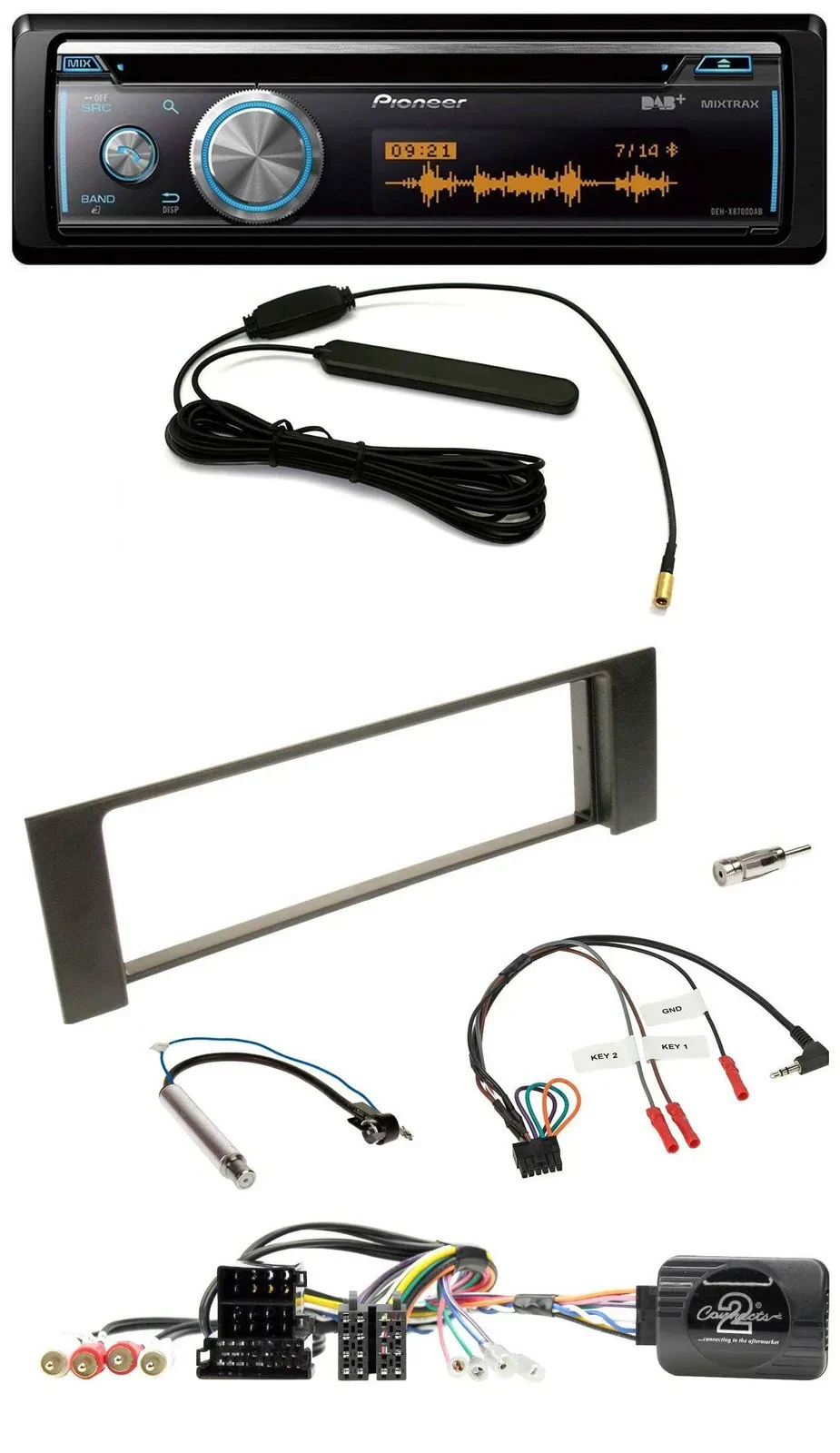 Pioneer CD USB Bluetooth DAB Lenkrad Autoradio für Audi A4 2000-2004 Can-Bus ISO