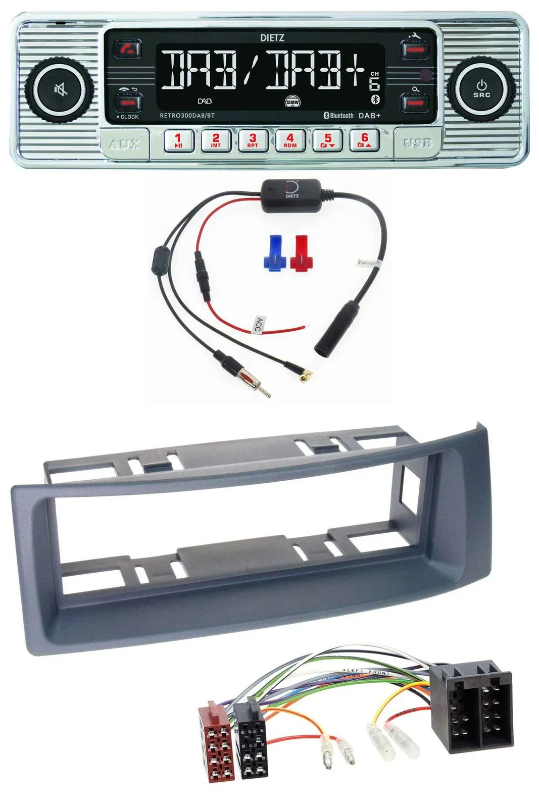 Dietz DAB USB MP3 Bluetooth Autoradio für Renault Scenic Megane bis 03 grau
