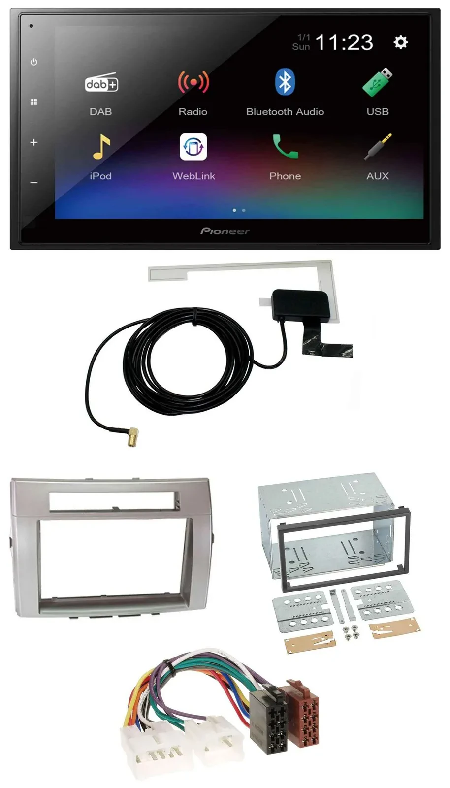 Pioneer DAB MP3 Bluetooth 2DIN USB Autoradio für Toyota Corolla Verso 04-09 silb