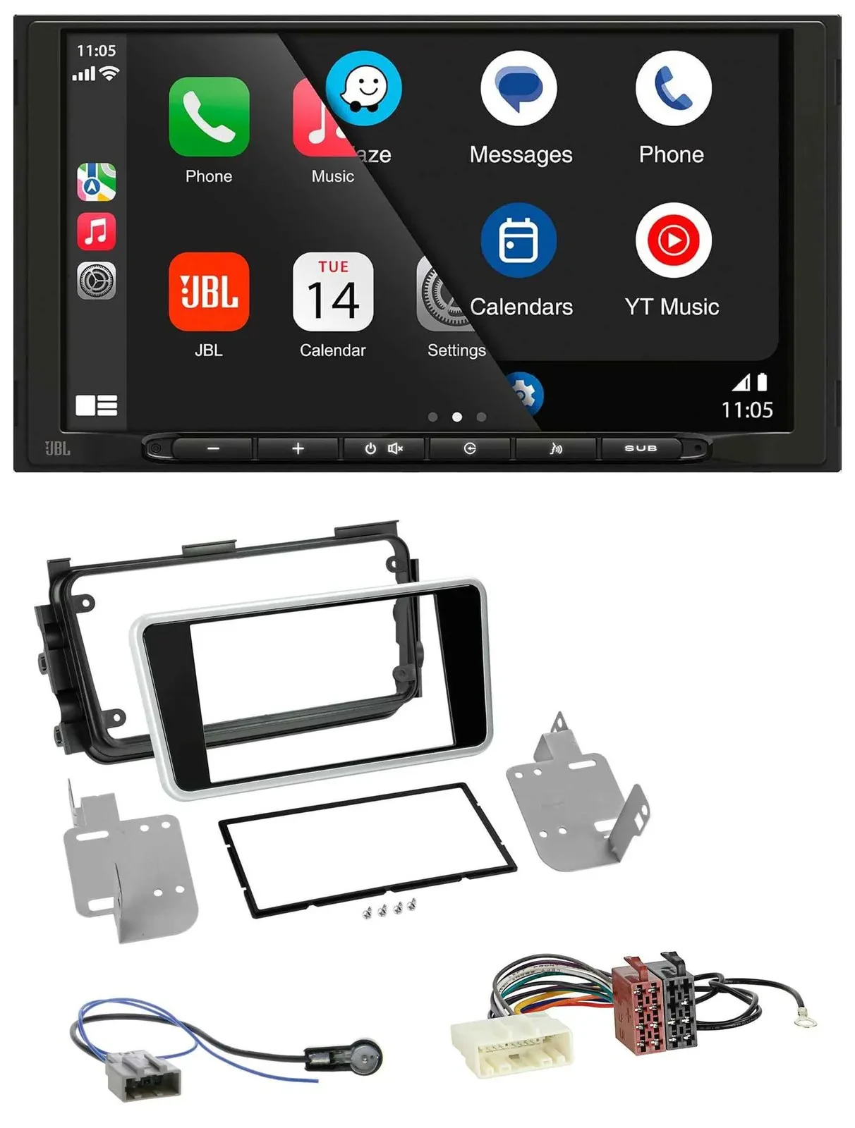 JBL USB 2DIN MP3 Bluetooth AUX Autoradio für Nissan Micra ab 2017 schwarz glänze