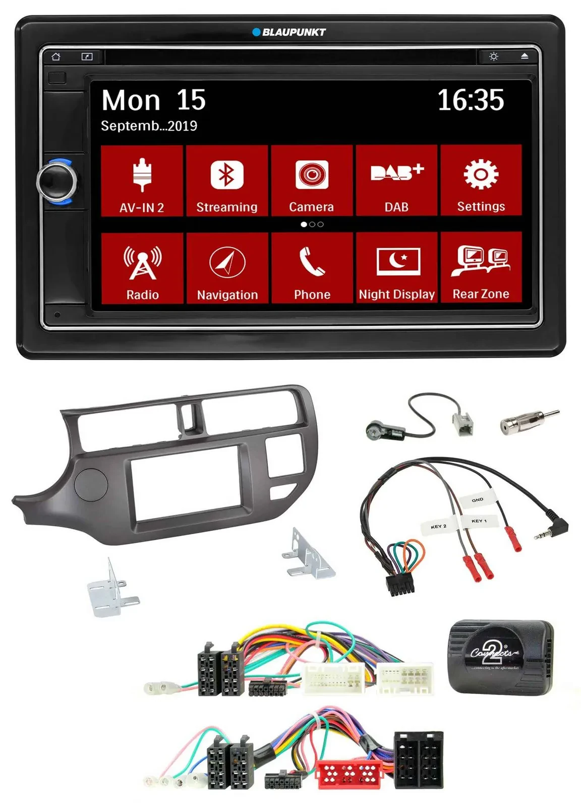 Blaupunkt Bluetooth DAB 2DIN USB DVD Lenkrad Autoradio für Kia Rio 11-15 UB anth