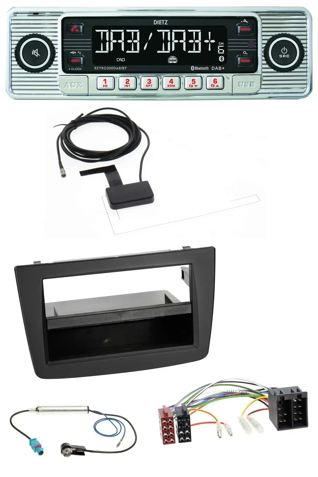 Автомагнитола для Alfa Romeo Mito 955 2008–2014 Dietz Bluetooth, USB, MP3, DAB, ISO, черная