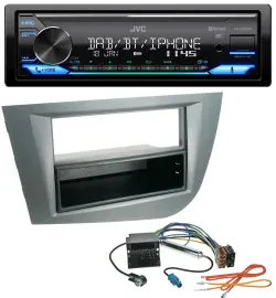 Автомагнитола JVC Bluetooth, DAB, USB, MP3 для Seat Leon (с 2005), темно-серый металлик