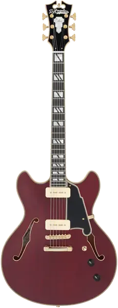 Электрогитара полуакустическая D'Angelico Deluxe DC Semi-hollowbody Satin Trans Wine