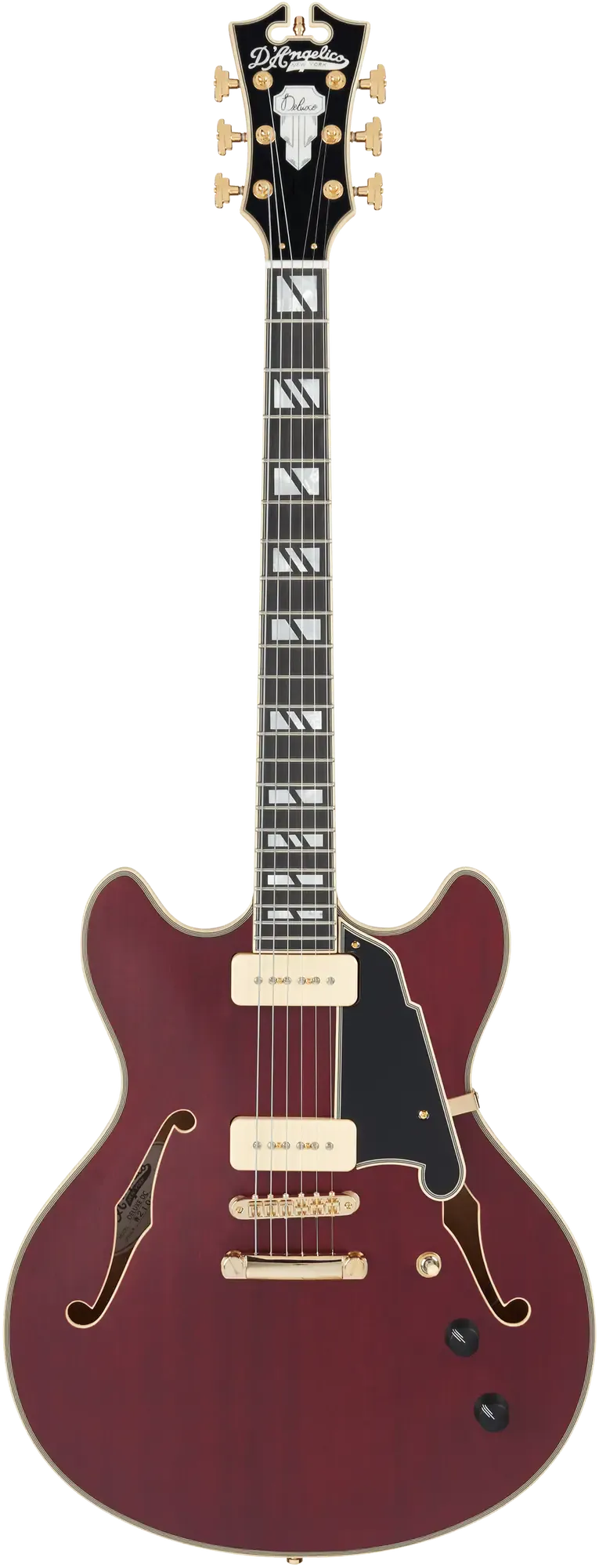 Электрогитара полуакустическая D'Angelico Deluxe DC Semi-hollowbody Satin Trans Wine