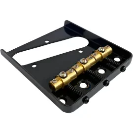 AxLabs Tele-Style Steel Plate Bridge with Brass Swivel Saddles Black