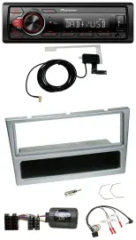 Автомагнитола для Opel Corsa C 2000–2004 Pioneer 1DIN, MP3, DAB, USB, серебристая, поддержка управления на руле