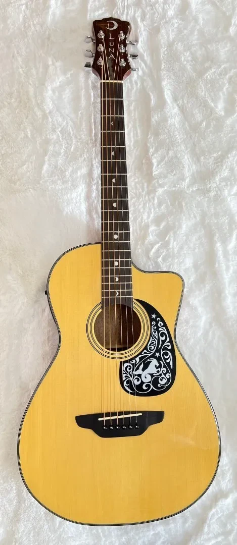 Luna Guitars Luna Model Gypsy Zodiac Acoustic Spruce Top Parlor Size Acoustic Electric Guitar