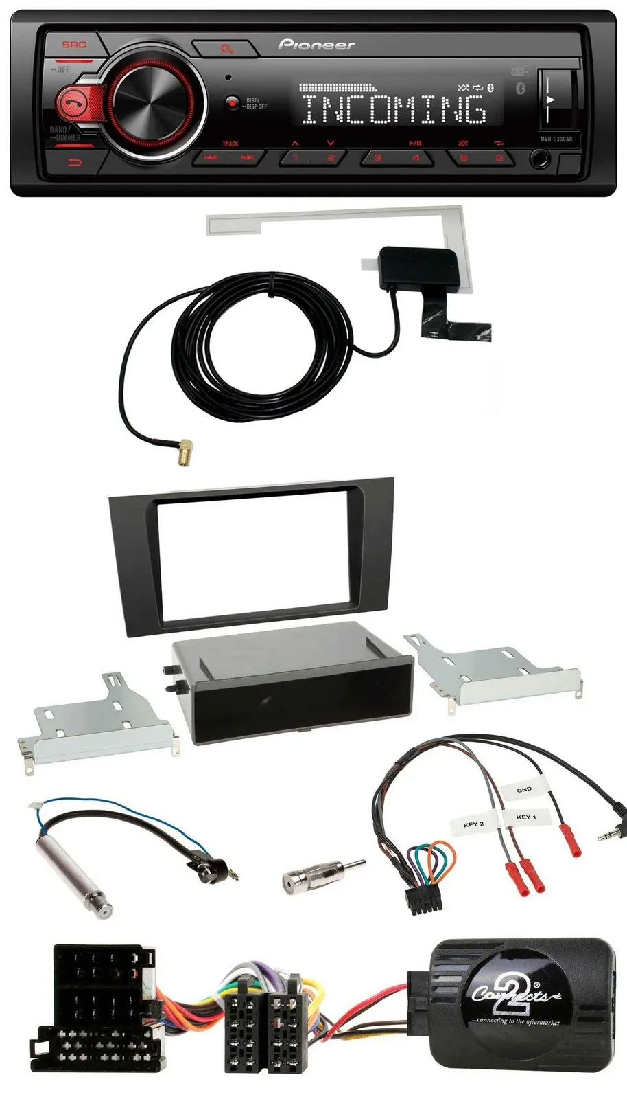 Pioneer USB Lenkrad DAB Bluetooth Autoradio für Audi A4 B5 1999-2001