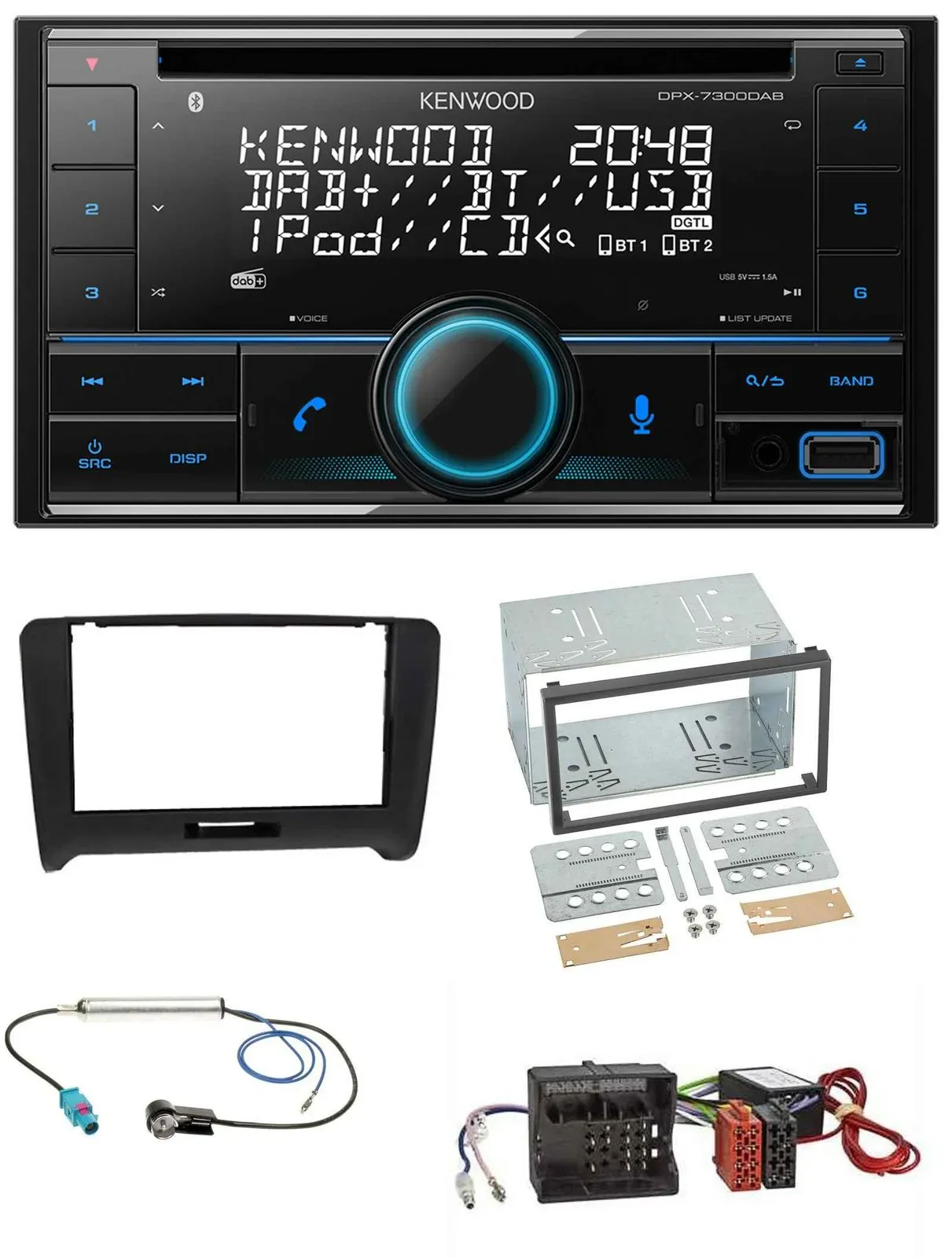 Kenwood CD 2DIN DAB USB MP3 Bluetooth Autoradio für Audi TT 06-14 Aktivsystem Qu