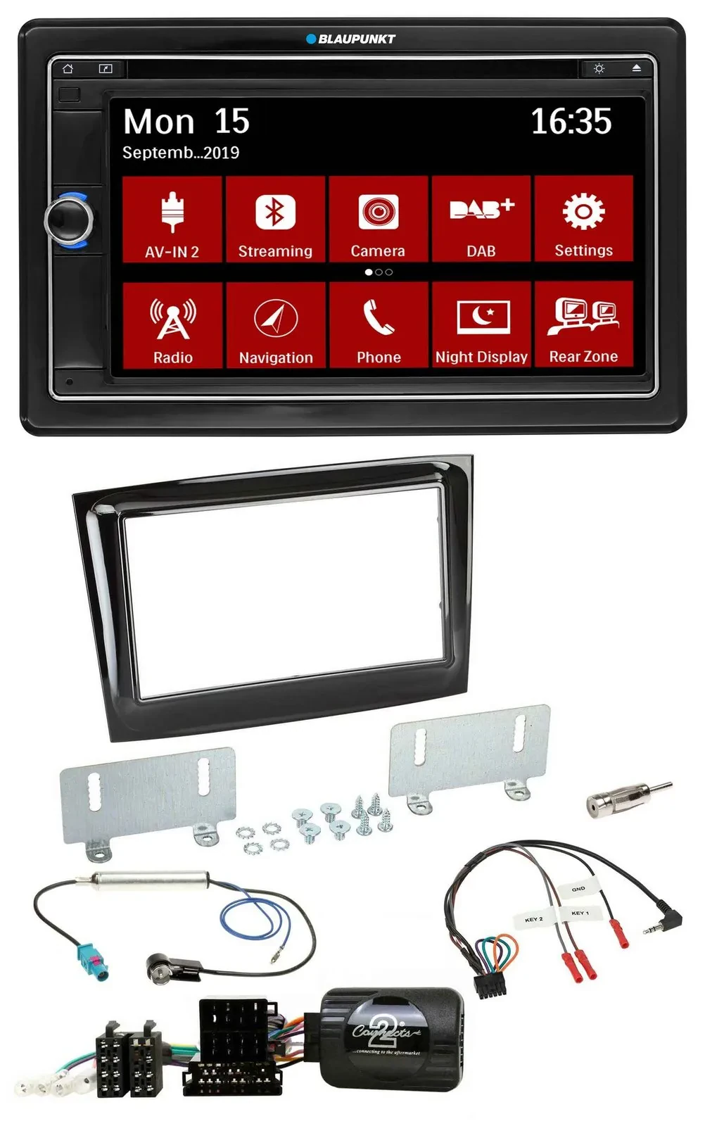 Blaupunkt Bluetooth DAB 2DIN USB DVD Lenkrad Autoradio für Fiat Doblo VDO ab 201