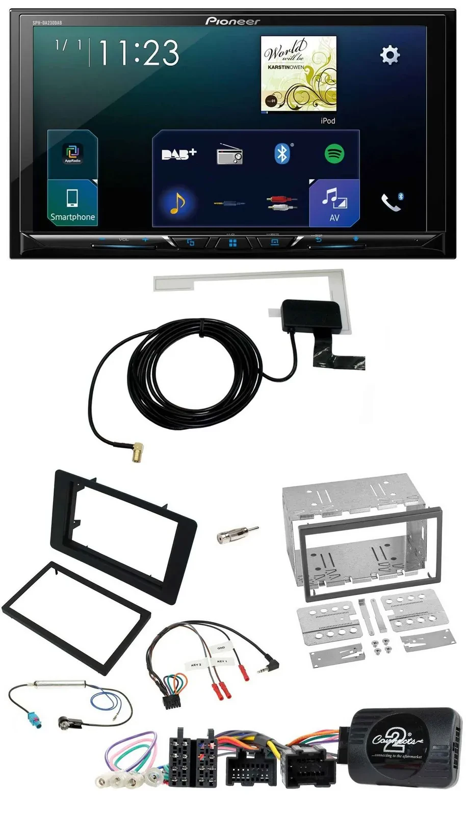 Автомагнитола Pioneer 2-DIN DAB, USB, Bluetooth, совместима с управлением на руле, для Saab 9-5 (2008–2010)