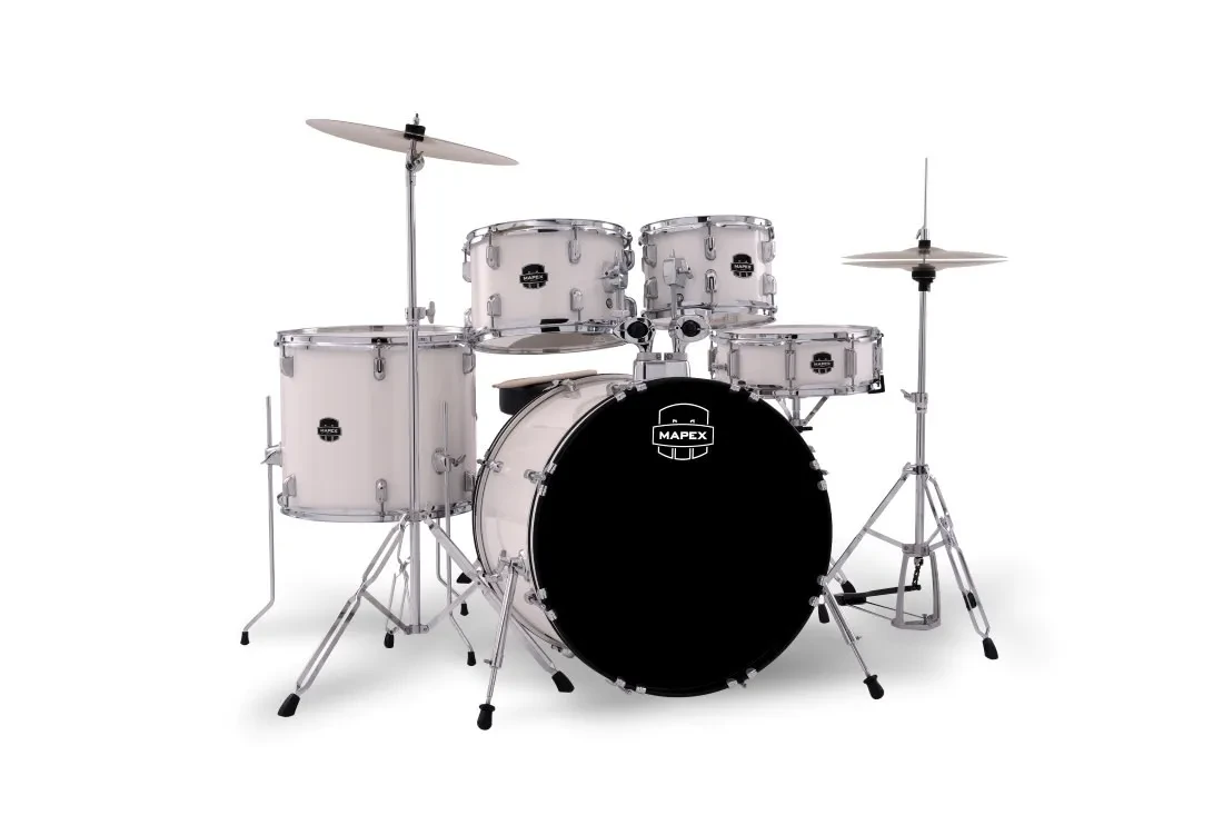 Ударная установка Mapex Comet CM5294FTCFH, 5 барабанов (22"x16", 10"x7", 12"x8", 16"x14", 14"x5"), тарелки 14" Hi-Hat + 16" Crash, стойки H250/C250/S250, педаль P250, стул T400, цвет White Thin Grain