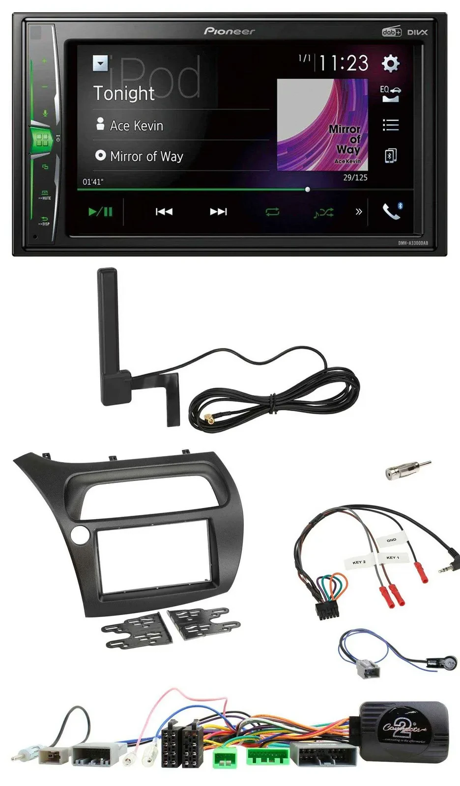 Pioneer MP3 DAB Lenkrad 2DIN Bluetooth Autoradio für Honda Civic 2006-2012