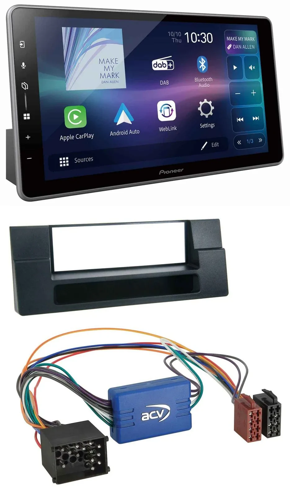 Автомагнитола для BMW 5 E39 и X5 E53 Pioneer Bluetooth, USB, DAB, MP3 с карманом