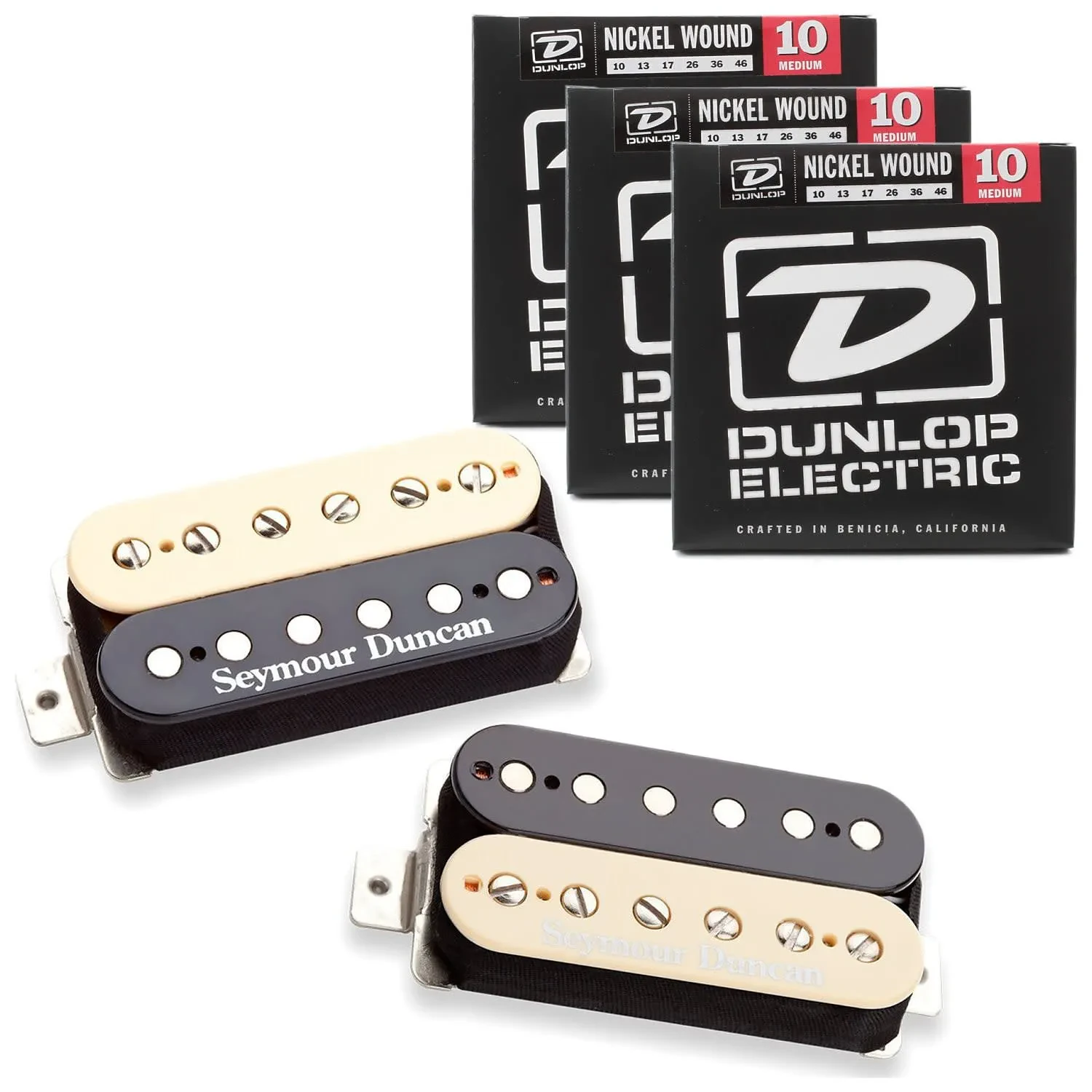 Звукосниматель для электрогитары Seymour Duncan Pearly Gates Zebra (набор) + 3 комплекта струн