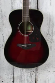 Yamaha FS830 DSR Concert Body Acoustic Guitar Solid Spruce Top Dusk Sun Red
