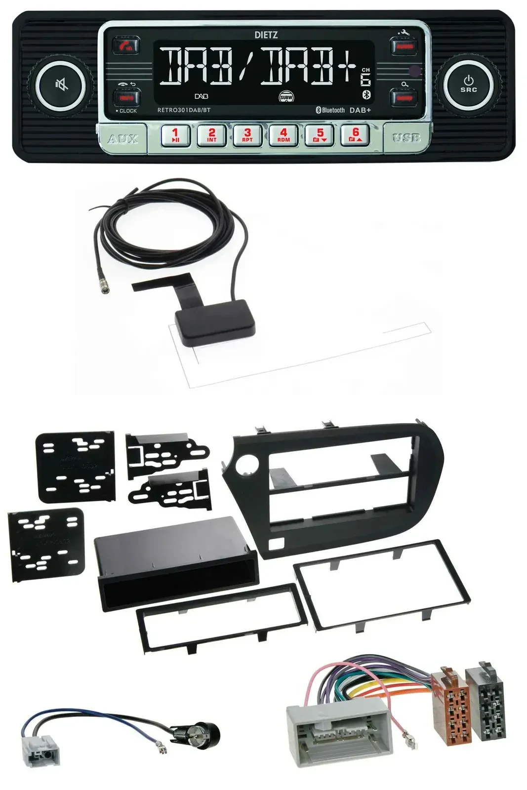 Dietz DAB Bluetooth USB MP3 Autoradio für Honda Insight (ZE2, 2009-2013)