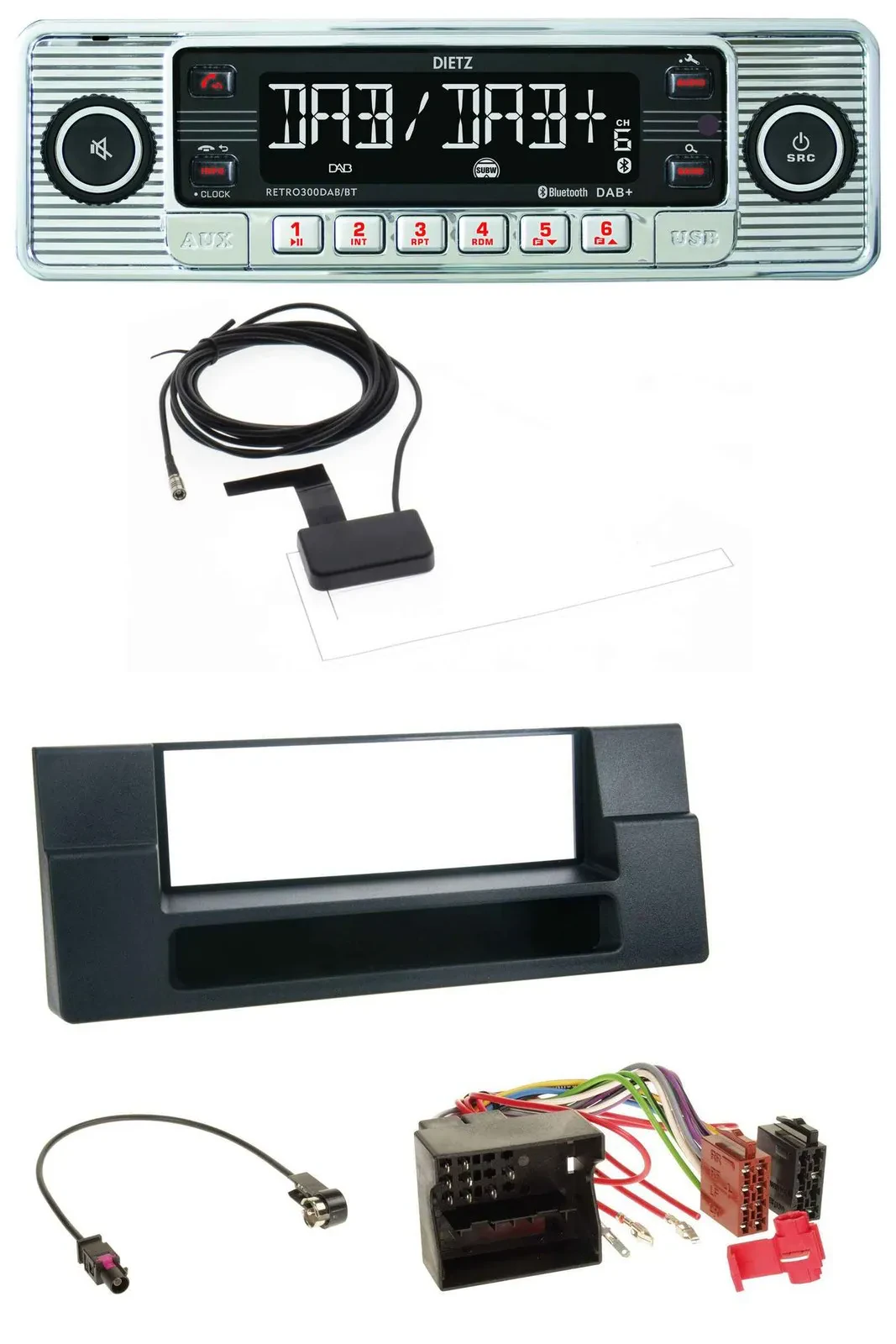 Dietz Bluetooth USB MP3 DAB Autoradio für BMW X5 E53 5er E39 Quadlock Ablagefach