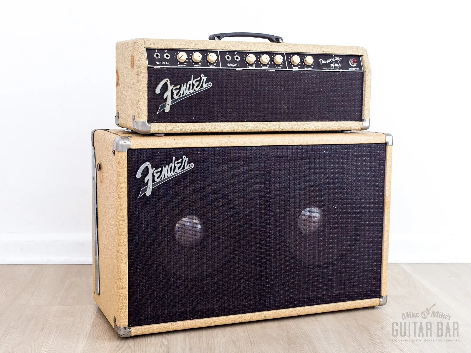 1962 Fender Tremolux Brown Panel Pre-CBS Blonde Piggyback Tube Amp 2x10
