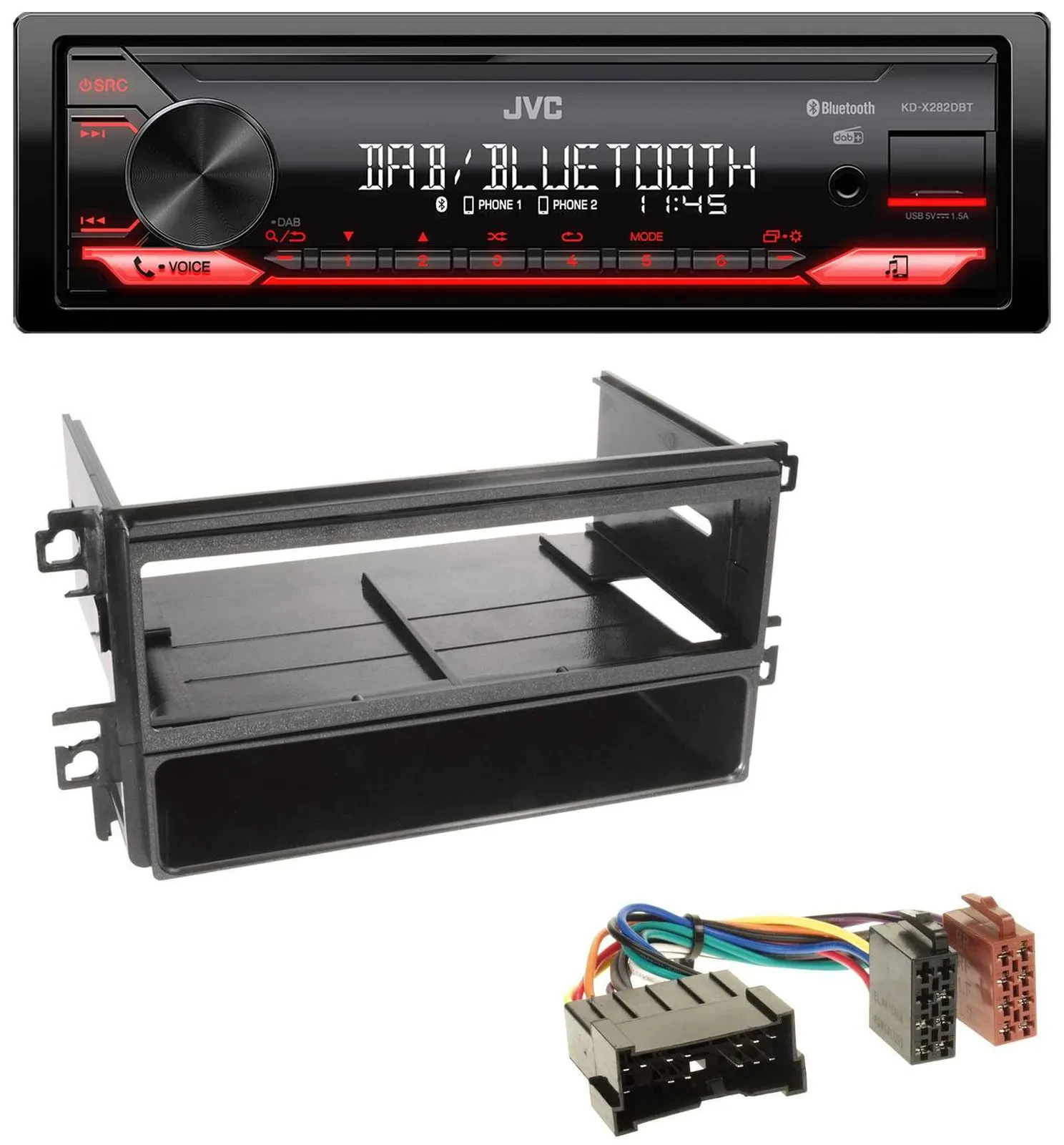 Автомагнитола JVC Bluetooth USB DAB MP3 для Hyundai Santa Fe, Sonata до 2005