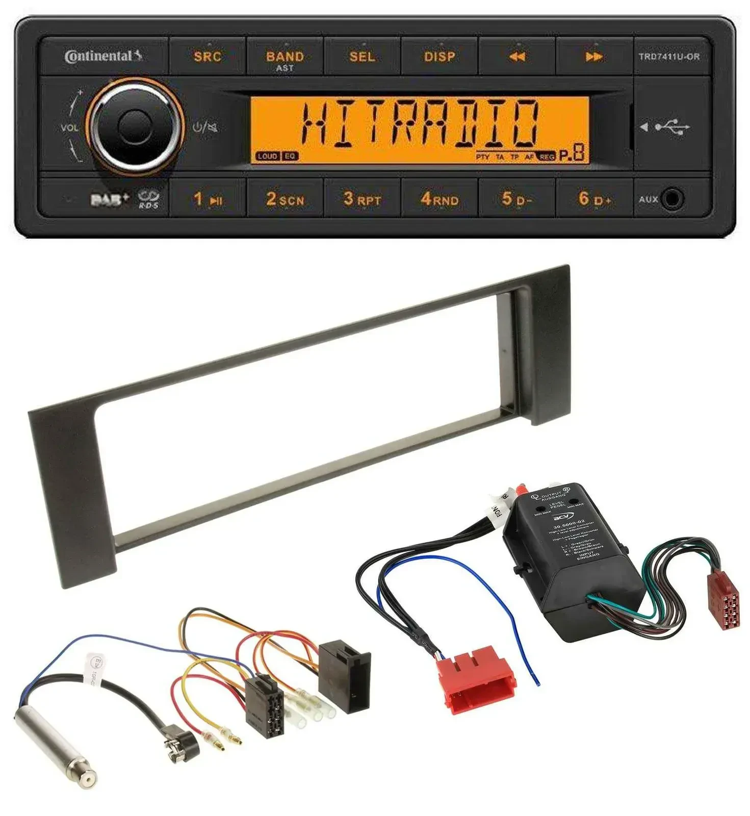 Continental 1DIN DAB MP3 AUX USB Autoradio für Audi A4 B6 00-04 Bose Aktivsystem
