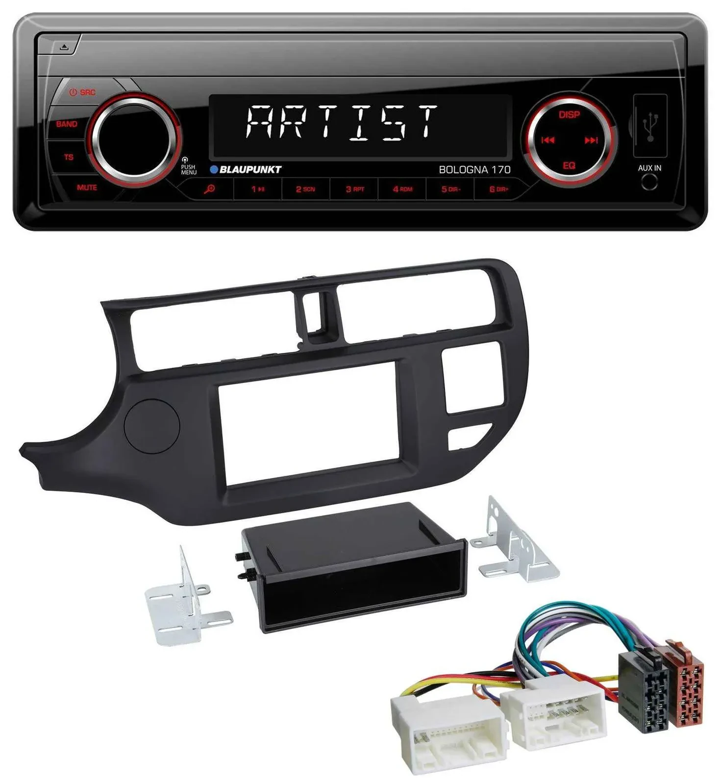 Blaupunkt SD USB 1DIN MP3 AUX Autoradio für Kia Rio (UB 2011-2014) schwarz