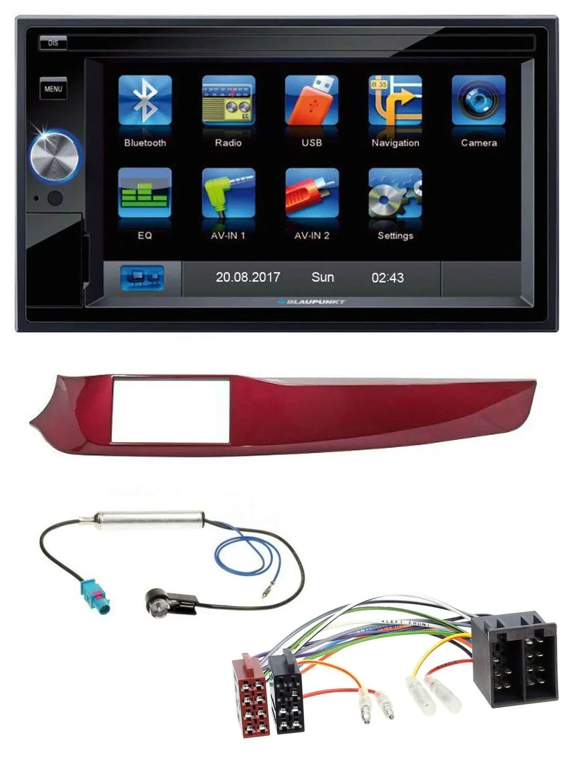 Автомагнитола для Alfa Romeo Giulietta (2010–2013) Blaupunkt 2DIN, Bluetooth, USB, AUX, SD, красная