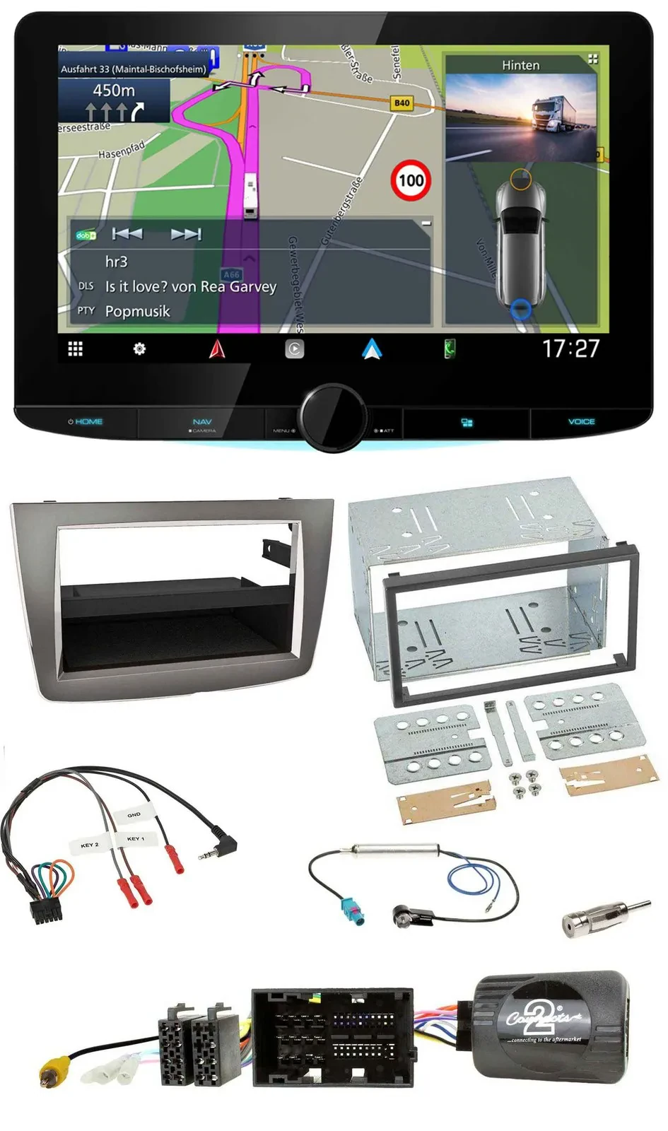Kenwood Bluetooth DAB TMC 2DIN Lenkrad USB Navigation für Alfa Romeo Mito 2014-2