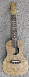 Luna UKE EX OA Crescent Olive Ash Burl Concert Size Natural Satin Ukulele Sample