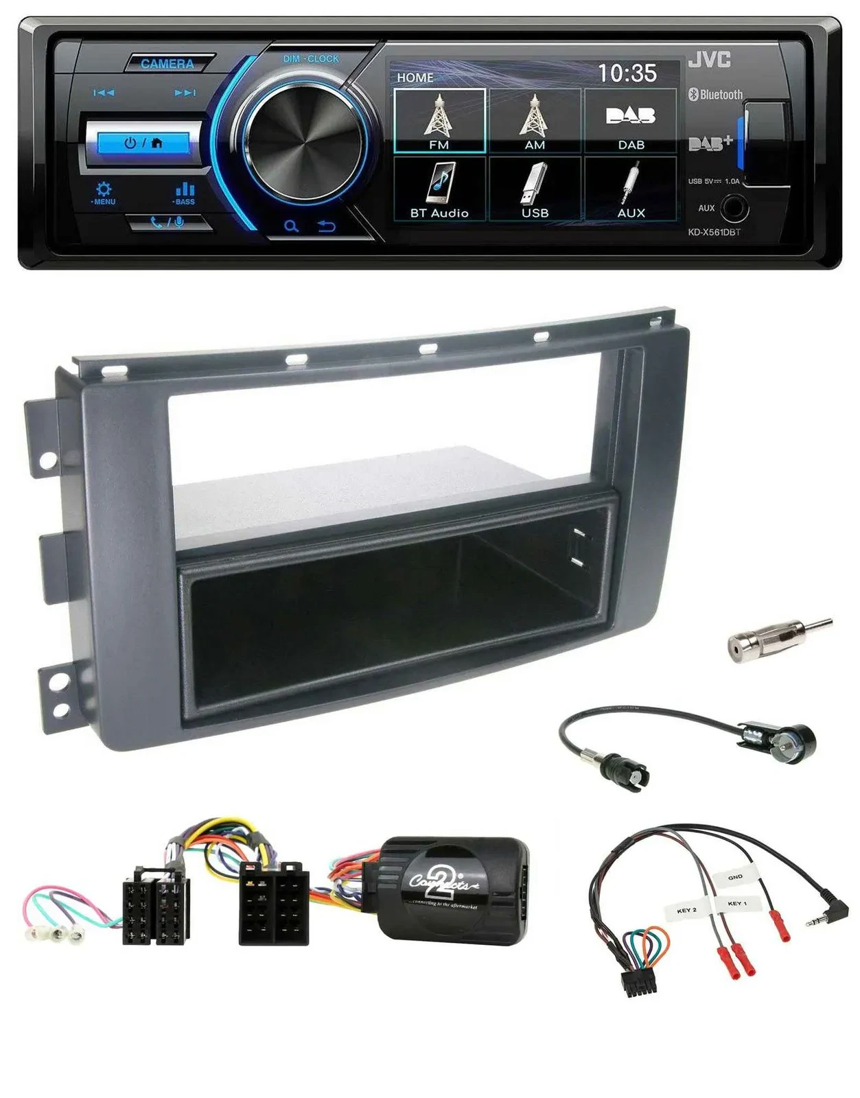 JVC Bluetooth Lenkrad USB DAB Autoradio für Smart ForFour 2004-2006 schwarz